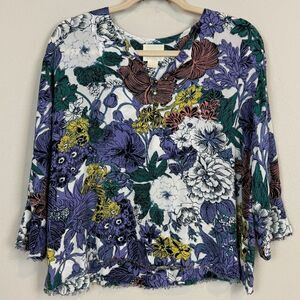 Maeve Anthropologie Floral Henley Top S